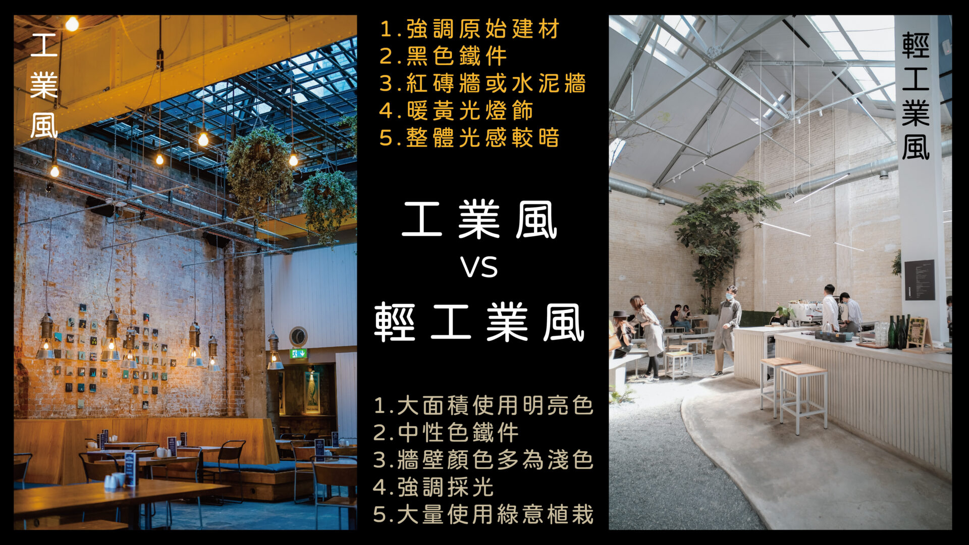 工業風與輕工業風比較